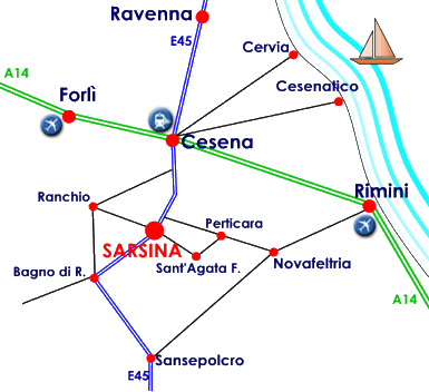 Mappa per giungere a Sarsina